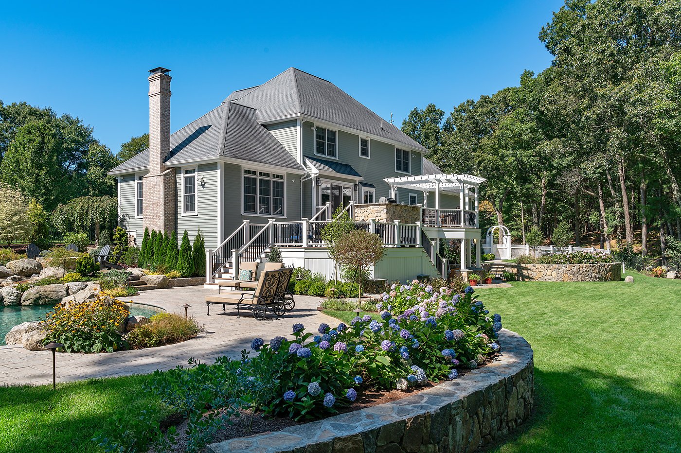 back deck and landscaping in walpole, massachusetts