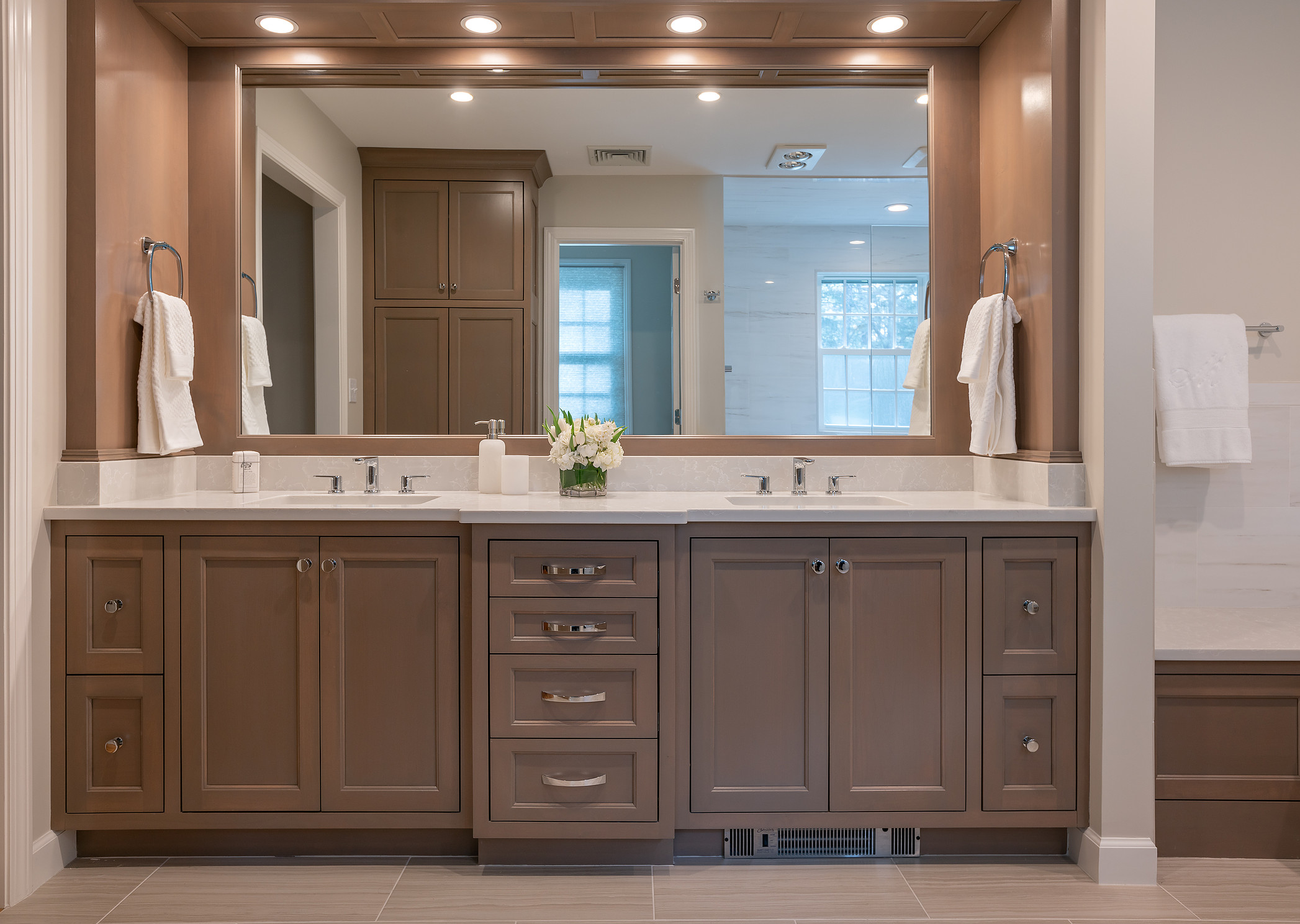 master bathroom double sink vanity in needham, massachusetts