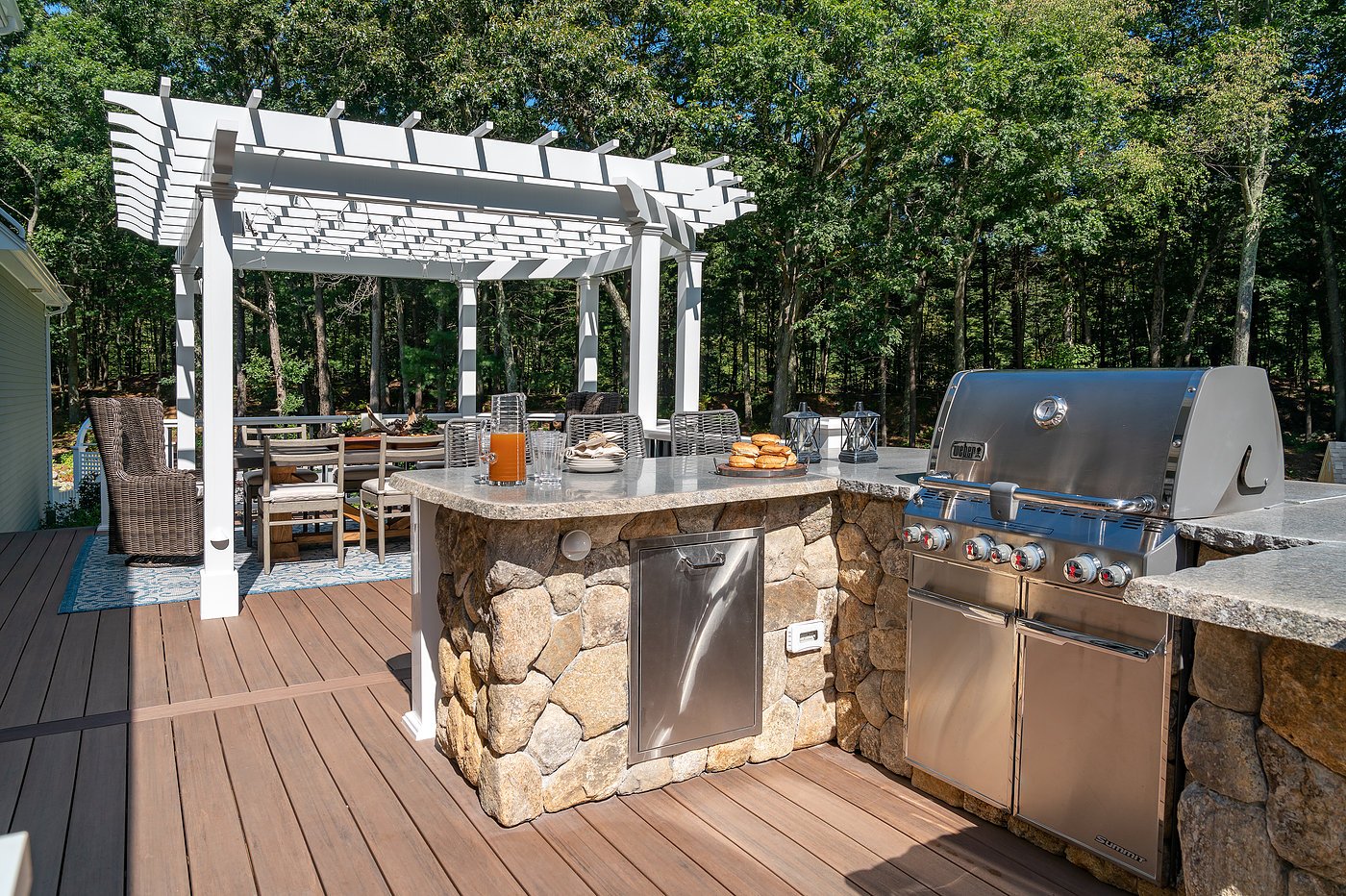 back deck outdoor kitchen in walpole, massachusetts
