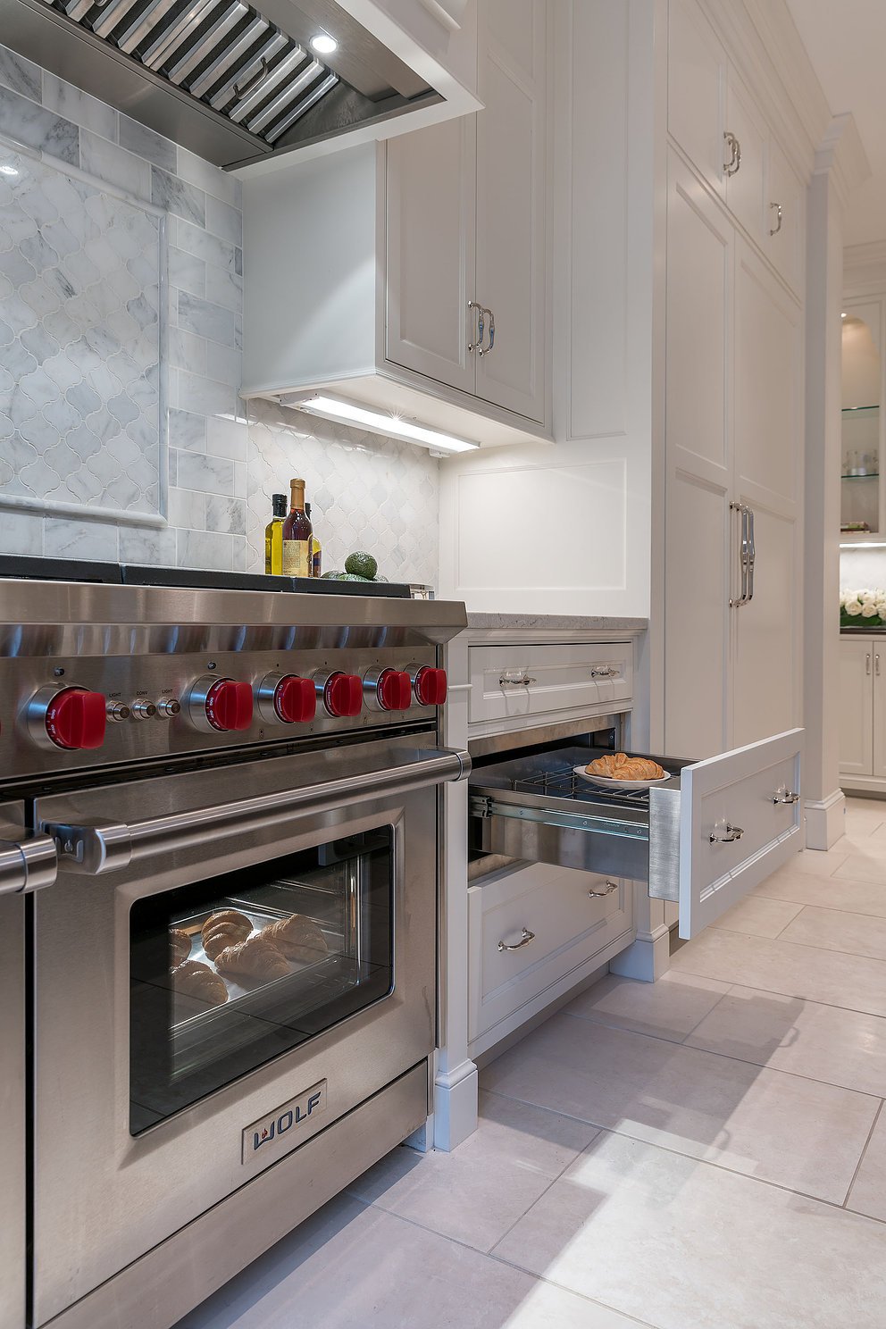 oven and warming drawer in kitchen renovation in brookline, massachusetts