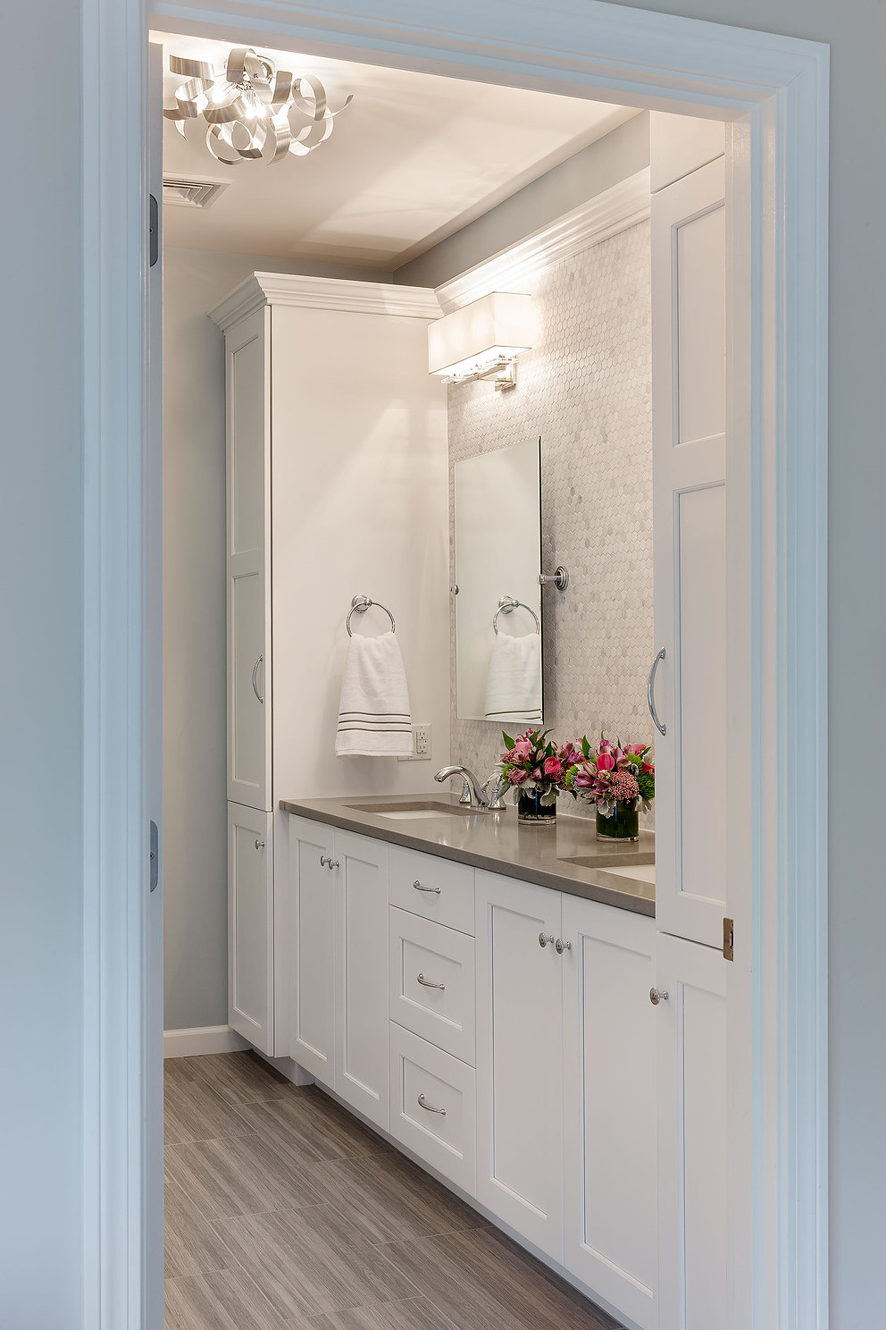 master bathroom double vanity in medfield, massachusetts