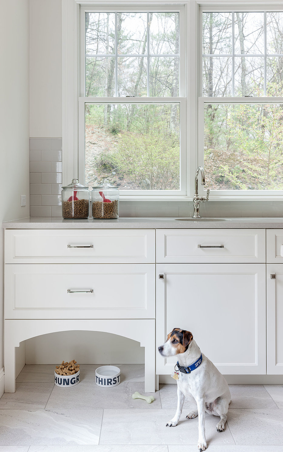 custom kitchen pet area in dover, massachusetts