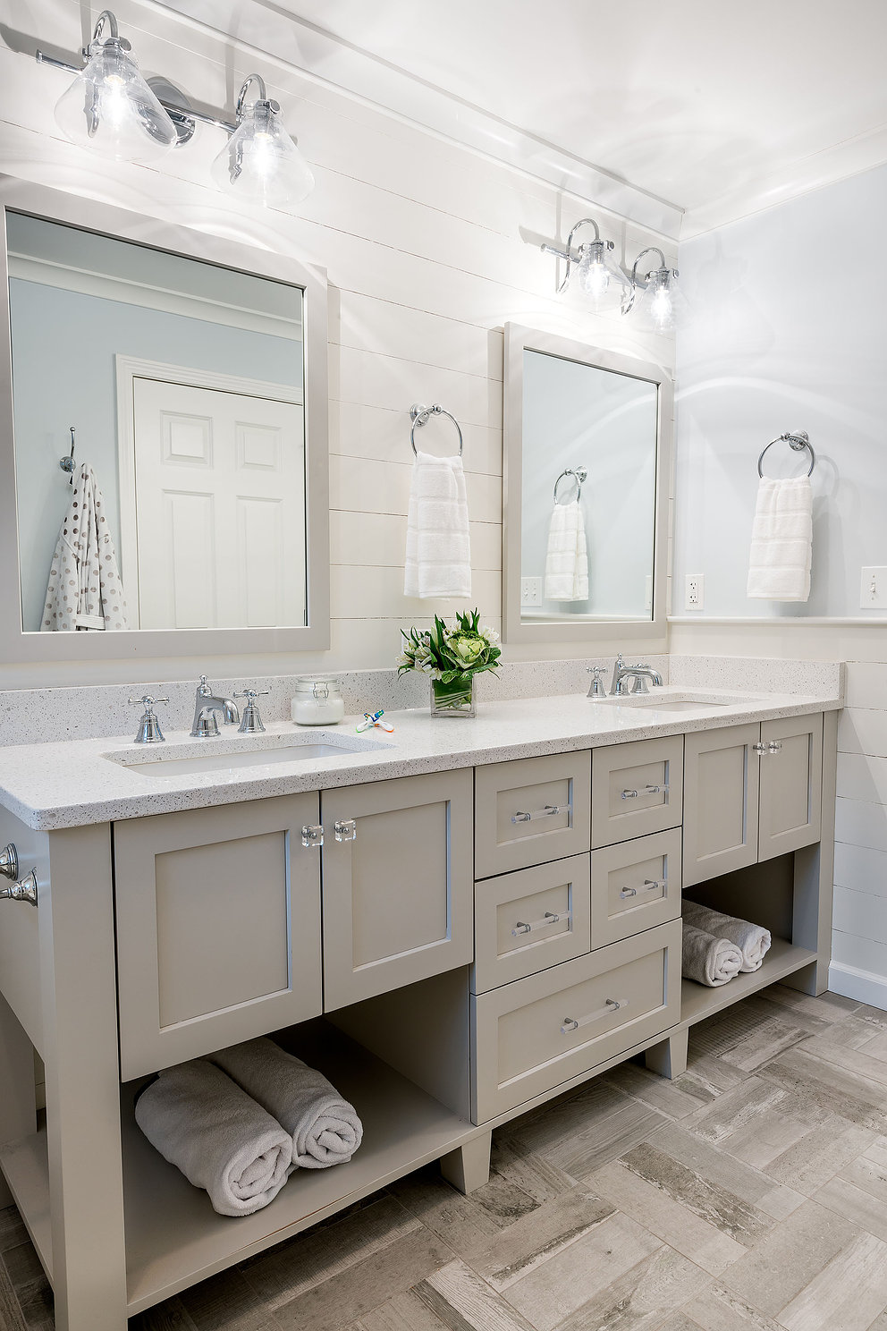 bathroom double vanity in medfield, massachusetts