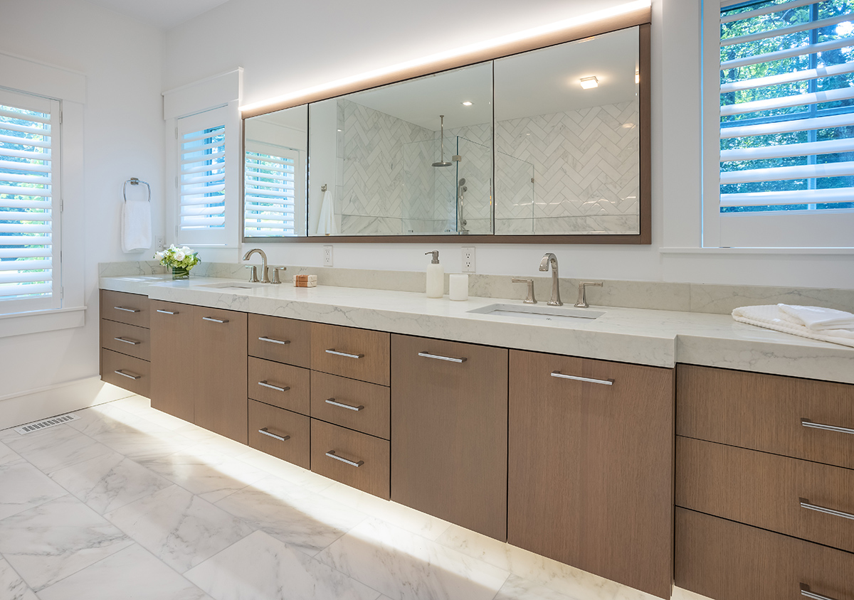 Floating Double Vanity with Under-Cabinet Lighting